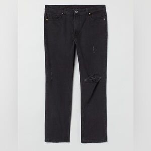 NWT H&M Black Distressed High Waist Vintage Straight Jeans Faded Women’s size 4